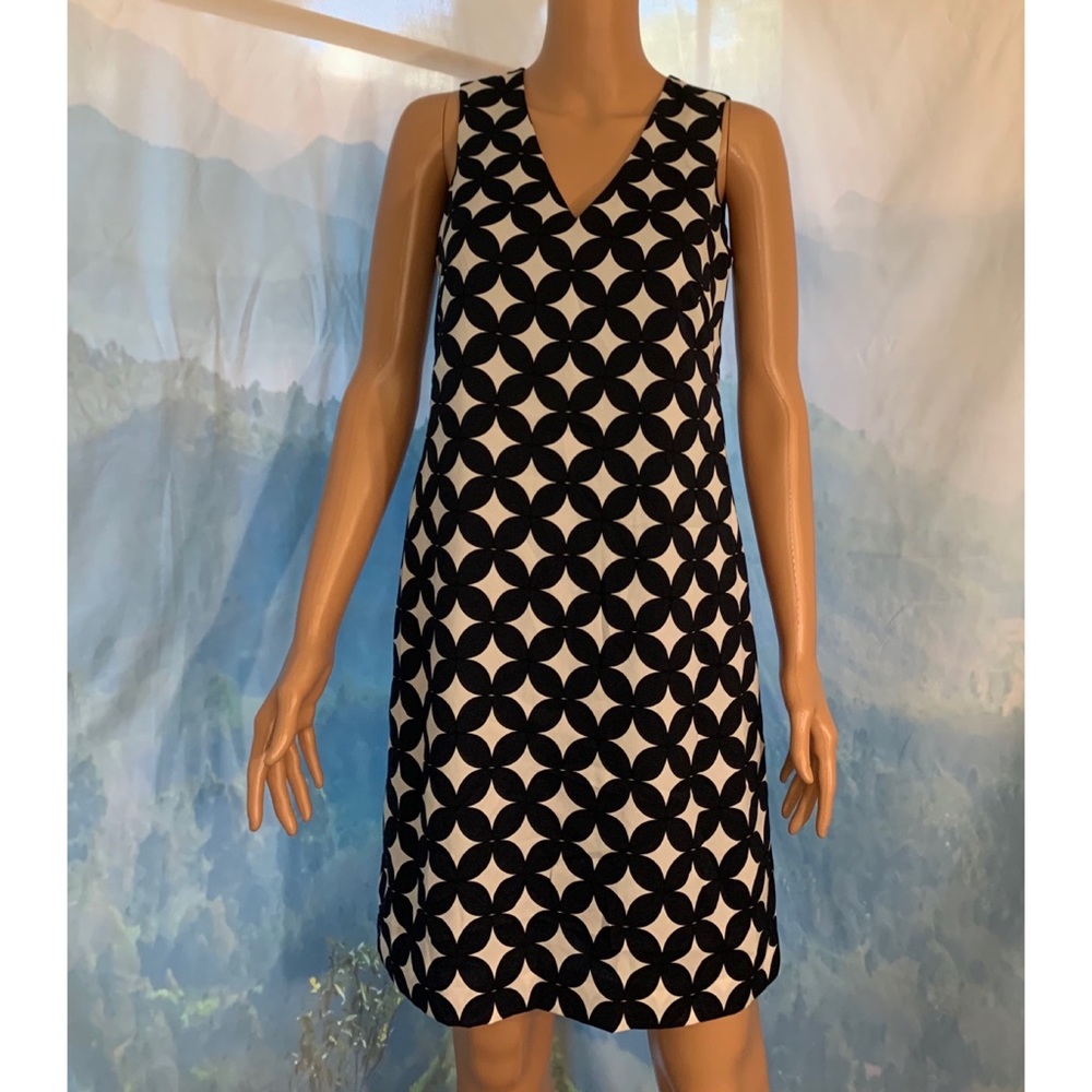 Ann Taylor White and Black Pattern Dress size 2